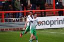 Joe Iaciofano and Lewis Gordon celebrate the only goal in Saturday's 1-0 win at Braintree Town. Picture: IAN HALL