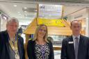 Bob Hitchins, Fareham Rotary Club President, Sarah Jacobs from Age Concern Hampshire, and Mike Taylor, Centre Manager at Fareham Shopping Centre