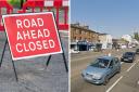 Road closed sign/St Albans Road.