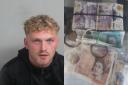 Liam Coles and the cash seized from his address