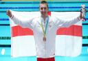 Team England's Luke Turley, aged 22, after securing bronze in the Birmingham 2022 men's 1500m freestyle