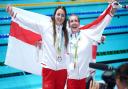 Women's 200m freestyle S14 silver medallist Jessica-Jane Applegate with bronze medallist Louise Fiddes, from Hatfield