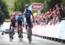 Yves Lampaert celebrates victory on stage seven of the 2021 Tour of Britain.