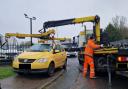 The yellow VW was seized for having no tax.