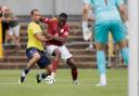 Ore Bello battles with Dan Bowry of St Albans City. Picture: MANDY DAVIES