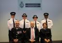 Hertfordshire Constabulary's new Specials, from back left, Jake (Stevenage), Natalia (Stevenage), Amanda (St Albans) and Vijay (Three Rivers) with Chief Constable Charlie Hall, Magistrate Rob Sassoon and Special Superintendent Jo Reay