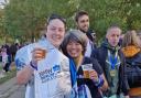 Samantha Hastie and Thippawan Rashleigh of Garden City Runners at the finish of the Berlin Marathon. Picture: GCR