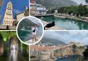 Clockwise from top left: Split's cathedral; Kotor with the Bolette in the background; Dubrovnik's old town and the dungeons of Split's Roman palace. Inset: me on Our Lady of the Rocks in Montenegro