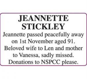 JEANNETTE STICKLEY