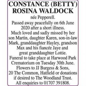 CONSTANCE (BETTY) ROSINA WALDOCK