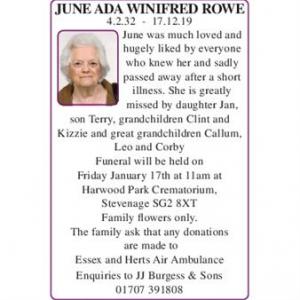 JUNE ADA WINIFRED ROWE