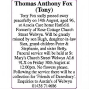 Thomas Anthony Fox
(Tony)