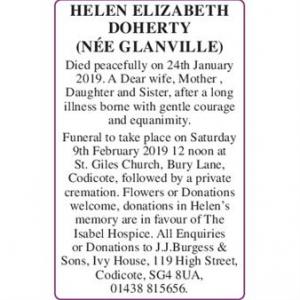 Helen Elizabeth DOHERTY (nee Glanville)