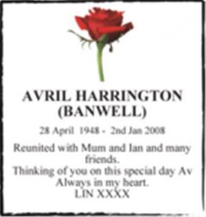 AVRIL HARRINGTON (BANWELL)