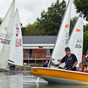 Dave Lambert leads the field to the first mark.