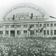 A black and white postcard of the British Instructional Films Studio in Welwyn Garden City.