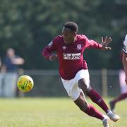 Nana Kyei scored against Hastings in his first match back at Potters Bar Town. Picture: DANNY LOO PHOTOGRAPHY