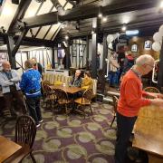 Visitors at The Barn Theatre, Welwyn Garden City.