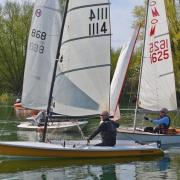 A close finish in the second race with David Lambert overtaking Charles Adams as the hooter goes. Picture: VAL NEWTON