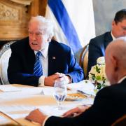 Republican presidential candidate former president Donald Trump meets with Israeli Prime Minister Benjamin Netanyahu (Alex Brandon/AP)