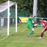 Bailey Stevenson bags his second goal against Northwood. Picture: HYWEL RHYS-WILLIAMS