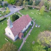 An aerial view of St Leonard's Church, Bengeo