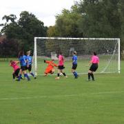 Ellie Whitfield scores Welwyn United's second goal in their game with Bedford Albion. Picture: WUFC