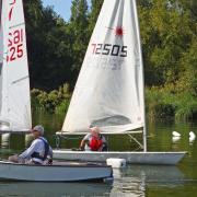 Charles Adams leads Mike Caddy at Stanborough Lakes. Picture: VAL NEWTON