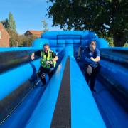 PC Abraham and PCSO Carson battled it out on the bungee cord