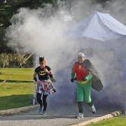 New Brookmans Park Golf Club captains dressed as Batgirl and Robin. Picture: BRIAN HALL