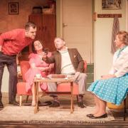 Jon Brown, Sarah Gennoe, Mike Garbutt and Becky Done  in  Home, I’m Darling at the Barn Theatre in Welwyn Garden City