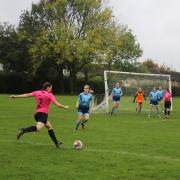 Emma Bowers puts in a cross for Welwyn United. Picture: WUFC