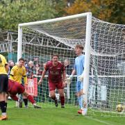 Ben Crilley and Welwyn Garden City celebrate the second goal. Picture: PETER SHORT