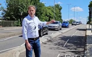 Grant Shapps on Hunters Bridge in Welwyn Garden City.