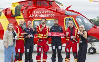 Essex & Herts Air Ambulance  crew enjoying a brew with the fundraising team