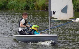 Annette Walter with her daughter on her way to victory in race two. Picture: VAL NEWTON