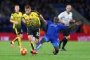 Almen Abdi in action for Watford against Leicester.