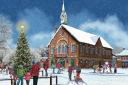 Easingwold St Leonard's Hospice's special Christmas card depicts the town hall in festive weather. The card commemorates five years of the Easingwold branch