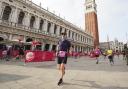 Fredi Giliberti of Garden City Runners at the finish of the Venice Marathon. Picture: GCR