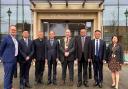 The delegation met outside the Council Chamber