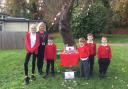 The school created an outdoor display with art created by the children