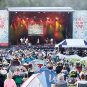 The Folk by the Oak 2021 main stage in Hatfield Park.