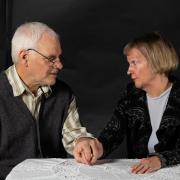 Jim Markey as André and Suzie Major as Madeleine in The Height of the Storm at the Barn Theatre.