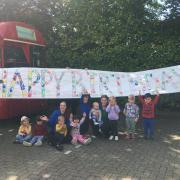 Staff and children at the Playschool Nursery contributed to the creation of a banner in recognition of the milestone