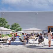 Canteen and amenity facilities at Sky Studios Elstree North, Borehamwood, Hertfordshire (CGI)