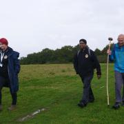 Councillors discusses planning issues during the beating the bounds ceremony.