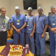 Professor Nikhil Vasdev (second left) with colleagues at Lister Hospital in Stevenage.