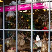 A Christmas shop window at an Isabel Hospice shop