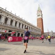 Fredi Giliberti of Garden City Runners at the finish of the Venice Marathon. Picture: GCR