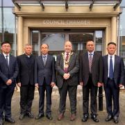 The delegation met outside the Council Chamber